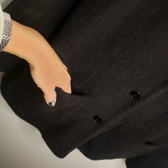 Sandro Paris Vintage Size L Boucle Textured Blazer Coat - Black Pockets - Picture 8 of 13